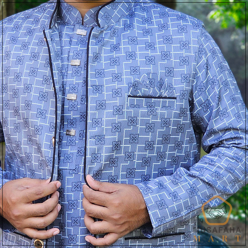 Stylish ash color men's Koti waistcoat for Panjabi