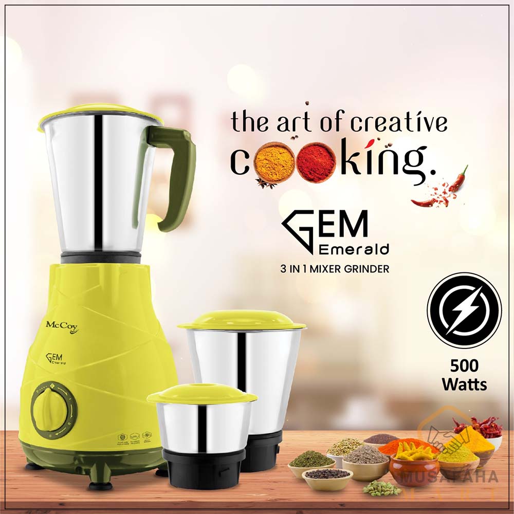Mccoy Gem Emerald Mixer Grinder 500 Watts