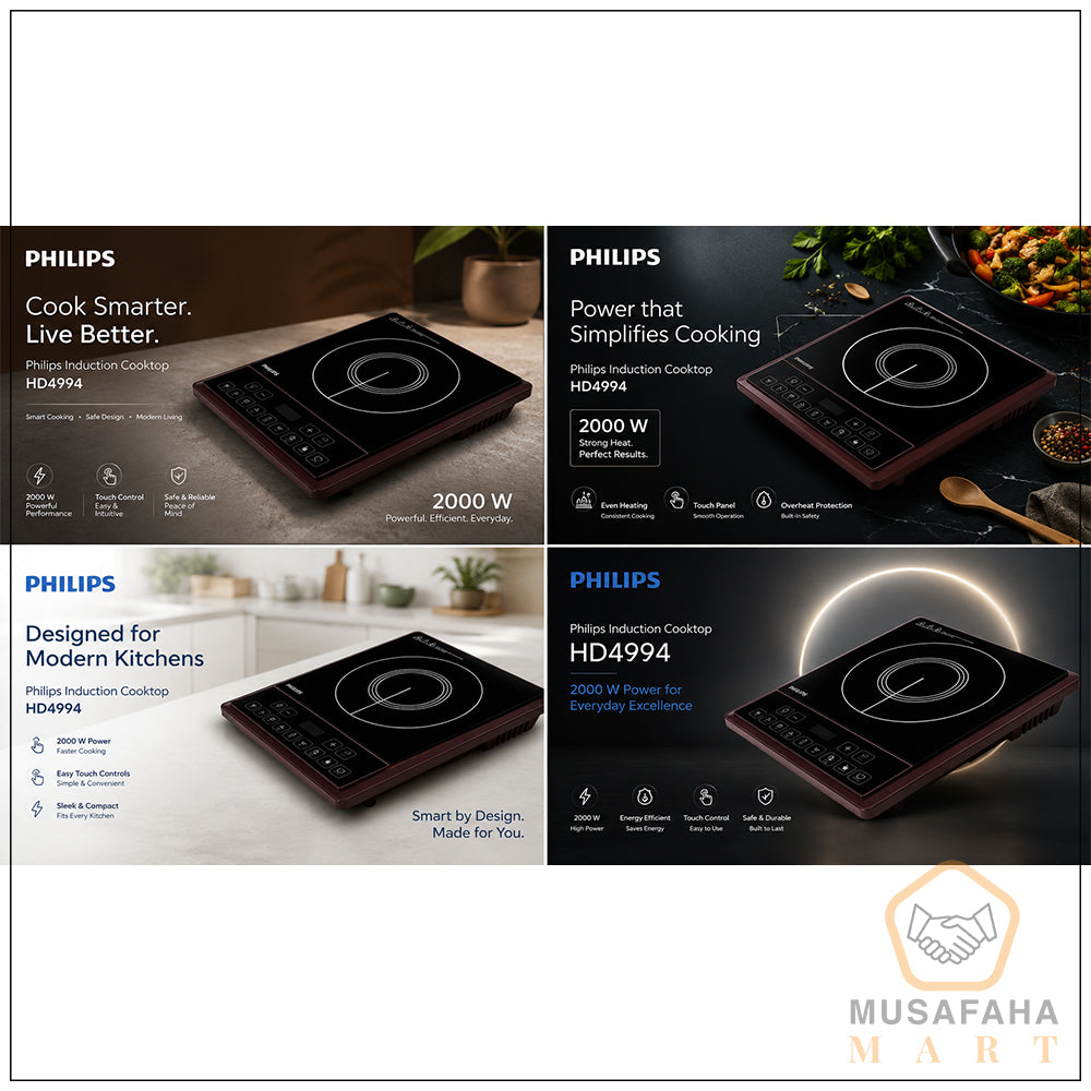 Philips HD4994 maroon induction cooktop control panel close-up