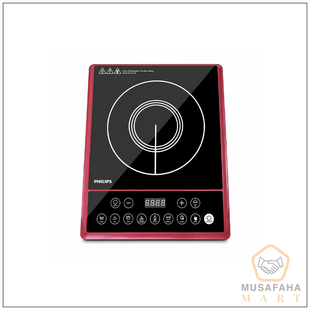 Philips HD4994 2000W induction cooktop maroon color front view