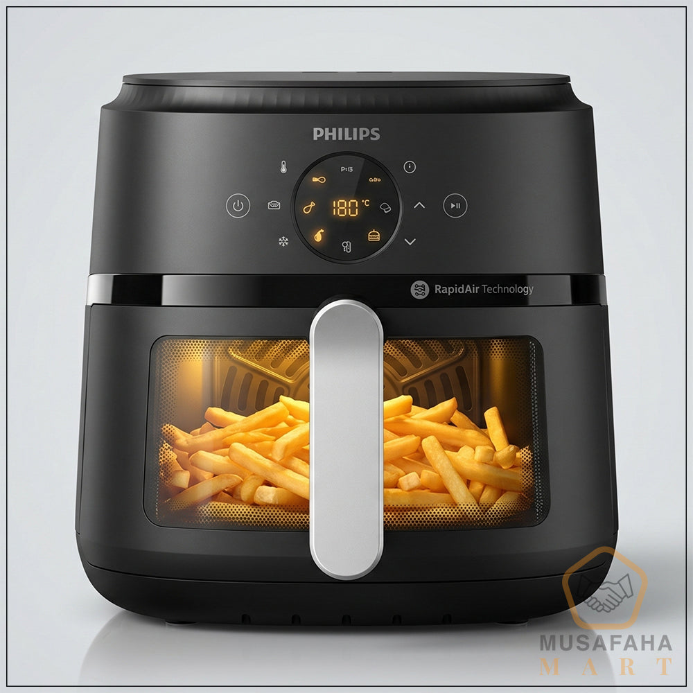 Philips NA221 4.2L Digital Air Fryer 1500W with Rapid Air Technology । LED Display & Cooking Window । 2 Years Warranty