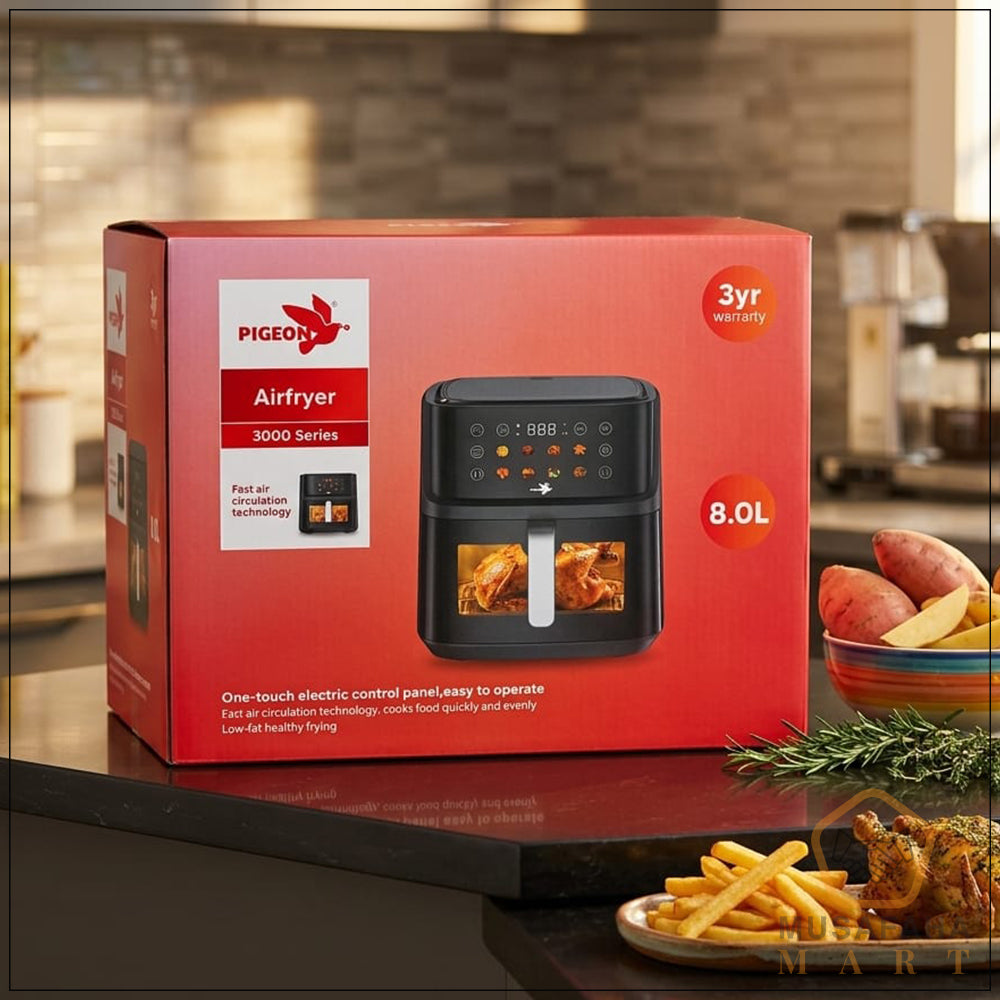 Pigeon PG352/00 Digital Air Fryer – 8L Capacity | 2000W Power | One-Touch Digital Control | 3 Years Warranty