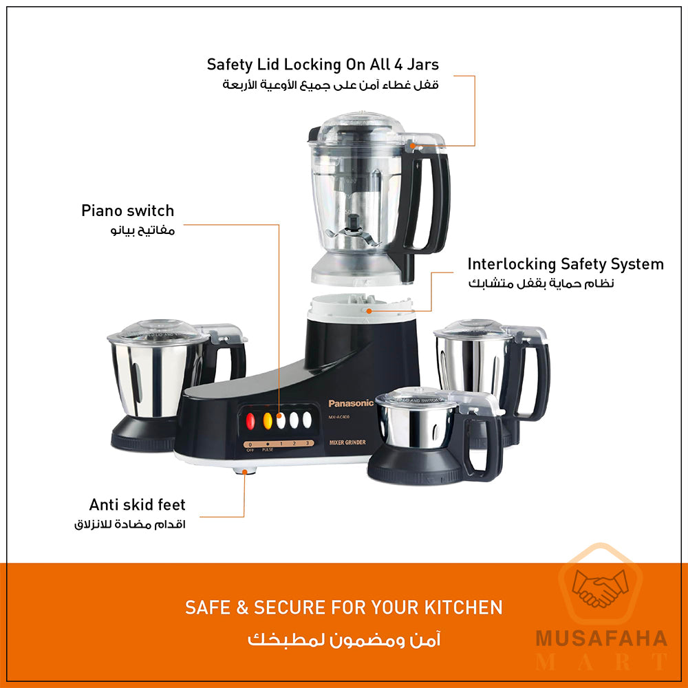 Panasonic (MX-AC400) Super Mixer Grinder 4 Jars With 1000W