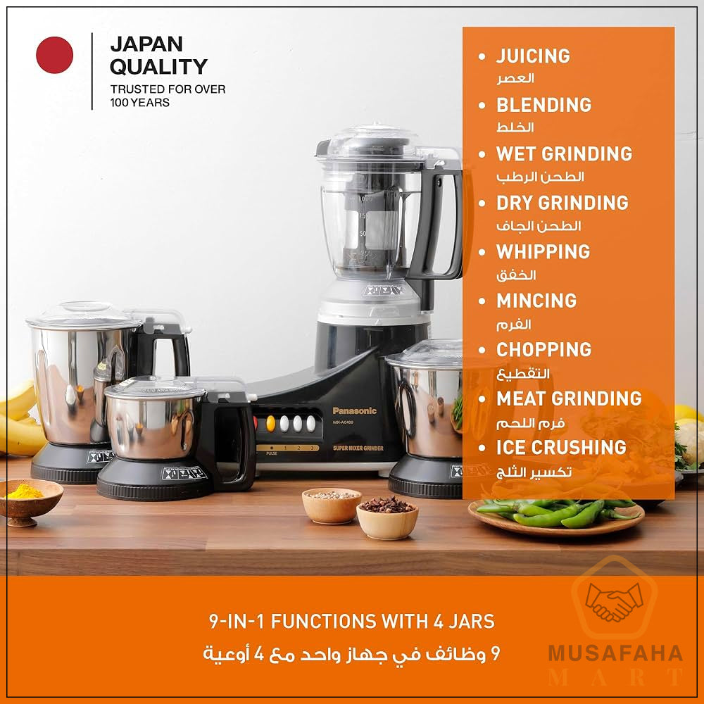 Panasonic (MX-AC400) Super Mixer Grinder 4 Jars With 1000W