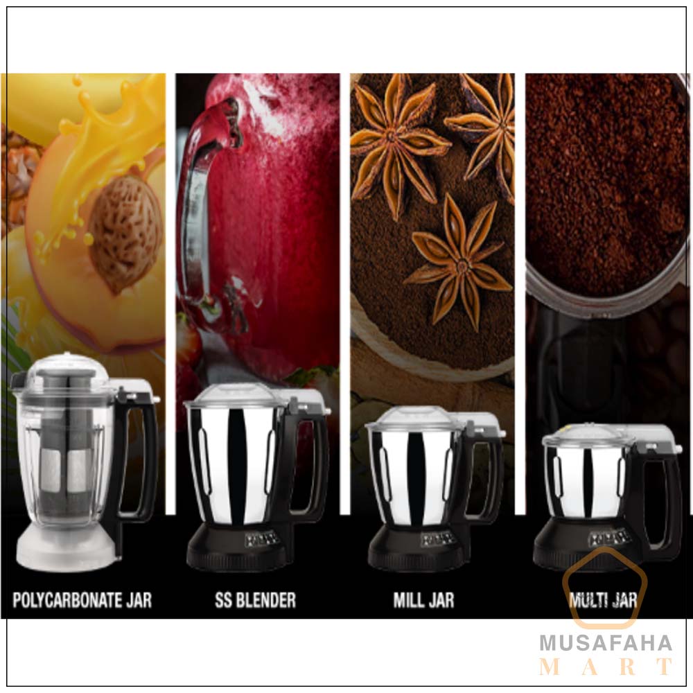 Panasonic MX-AE465 Mixer Grinder Powerful 2000Watts | 4 Multipurpose Jars | Double Safety Lock | Monster Series | Red