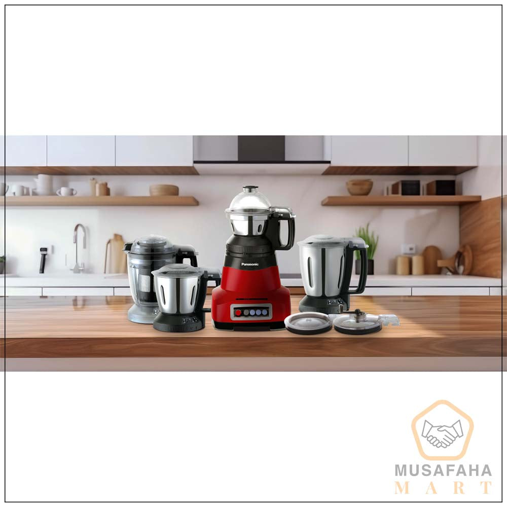 Panasonic MX-AE465 Mixer Grinder Powerful 2000Watts | 4 Multipurpose Jars | Double Safety Lock | Monster Series | Red