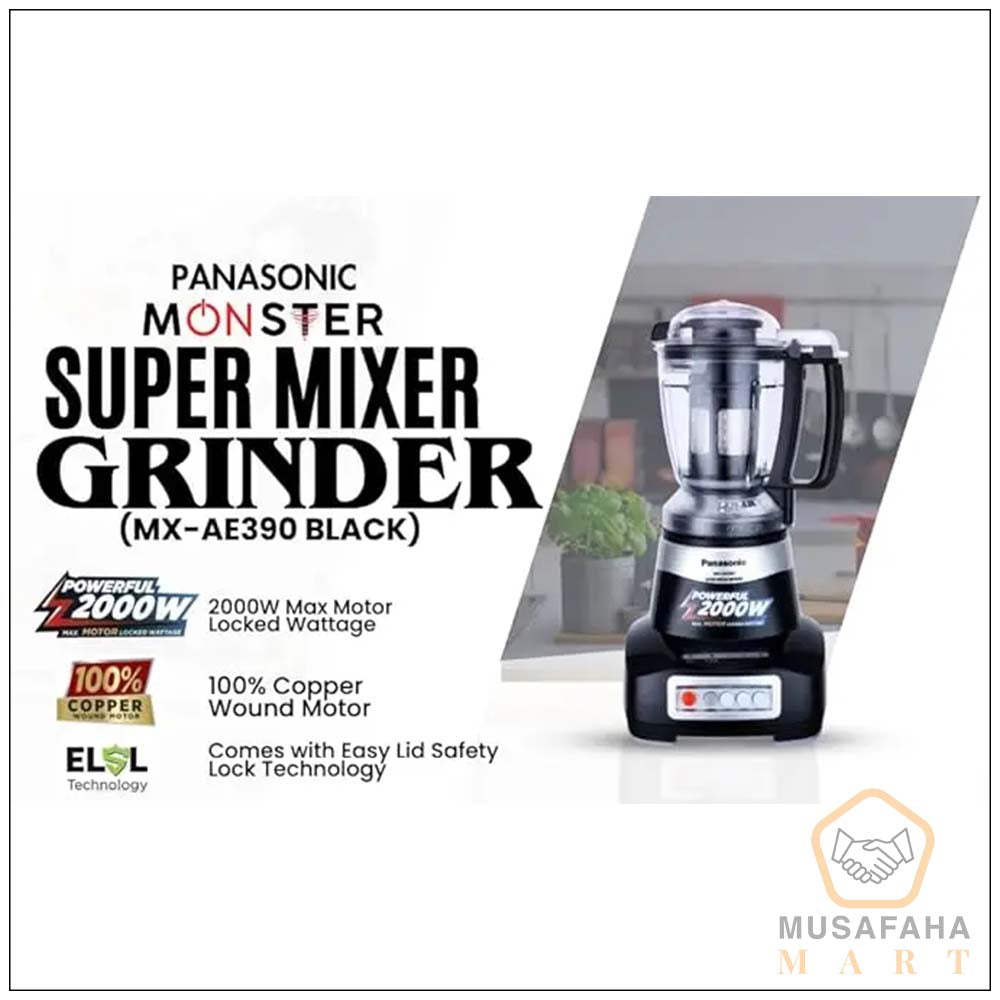 Panasonic MX-AE475 (Black)-2000 watt Super Mixer Grinder (Monster) 4 Jar
