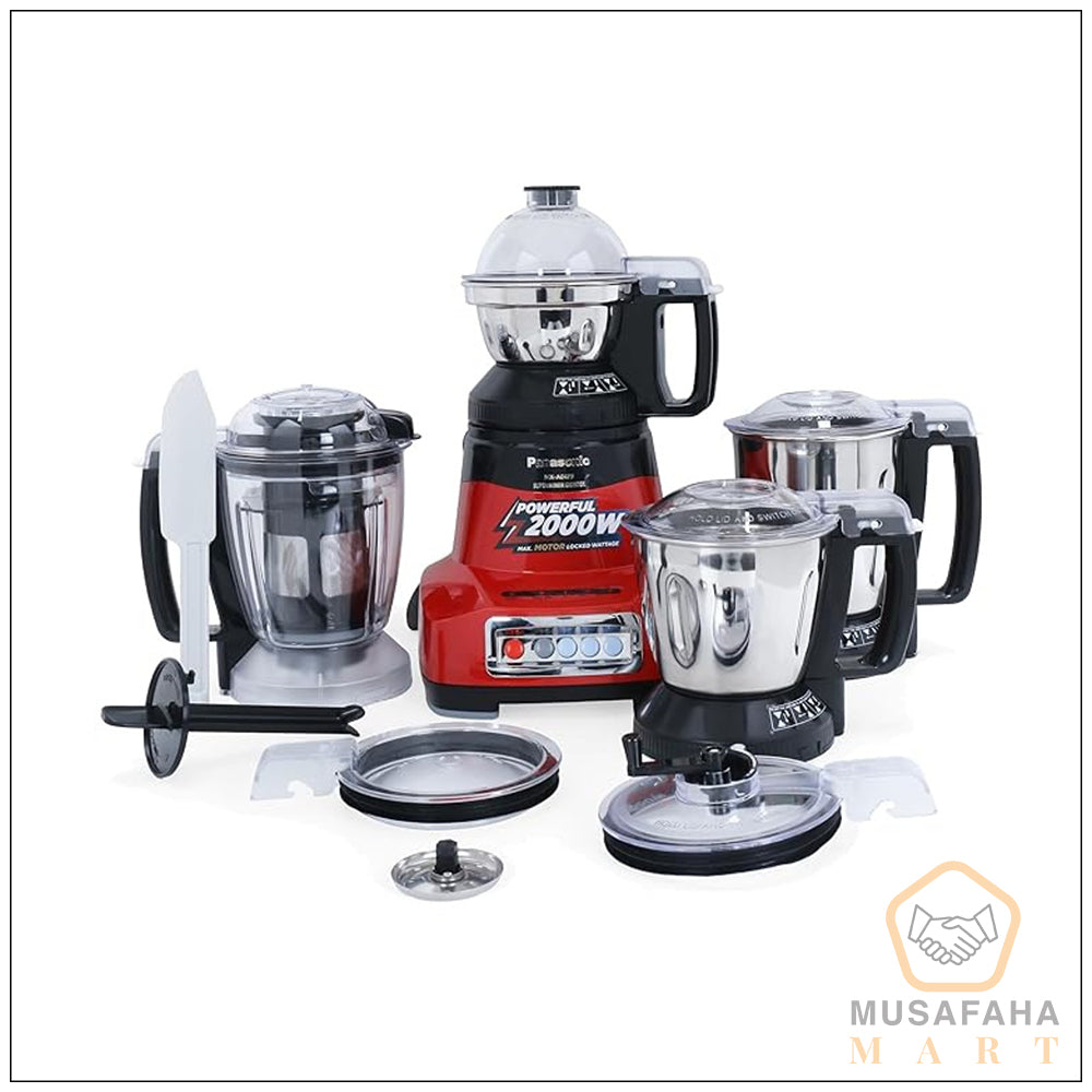 Panasonic MX-AE475 Mixer Grinder – Monster 2000W Super Mixer Grinder with 4 Stainless Steel Jars & Juicer Extractor (Red)