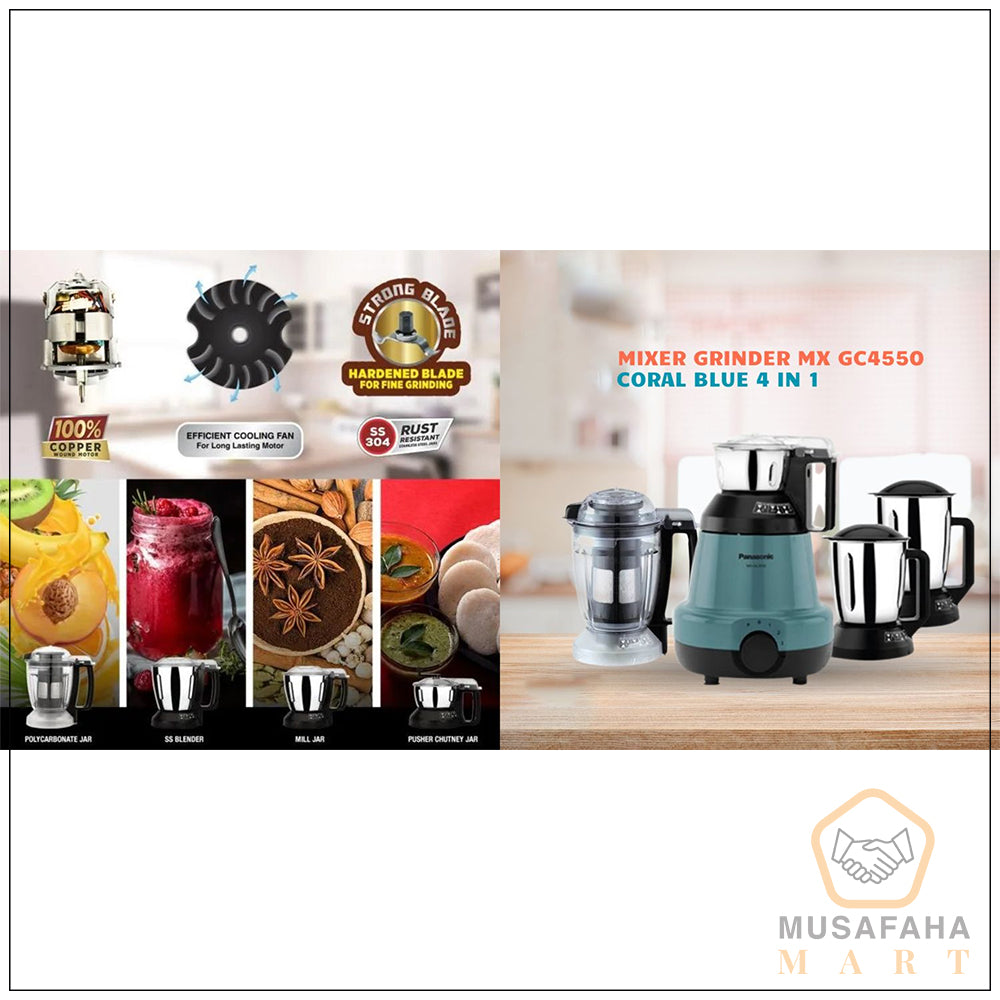 Panasonic Mixer Grinder MX-GC4550 900 Watts – Coral Blue (4-in-1)
