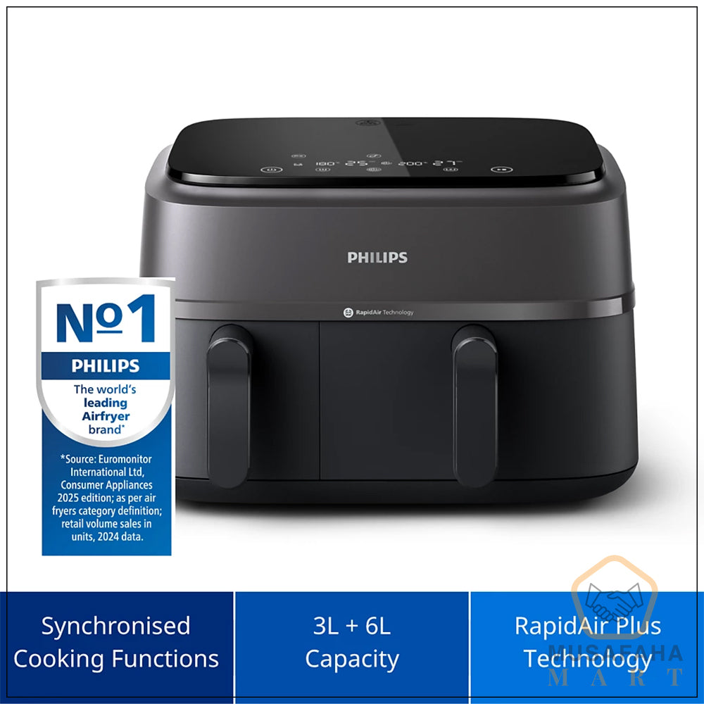 Philips dual drawer air fryer 9L black digital