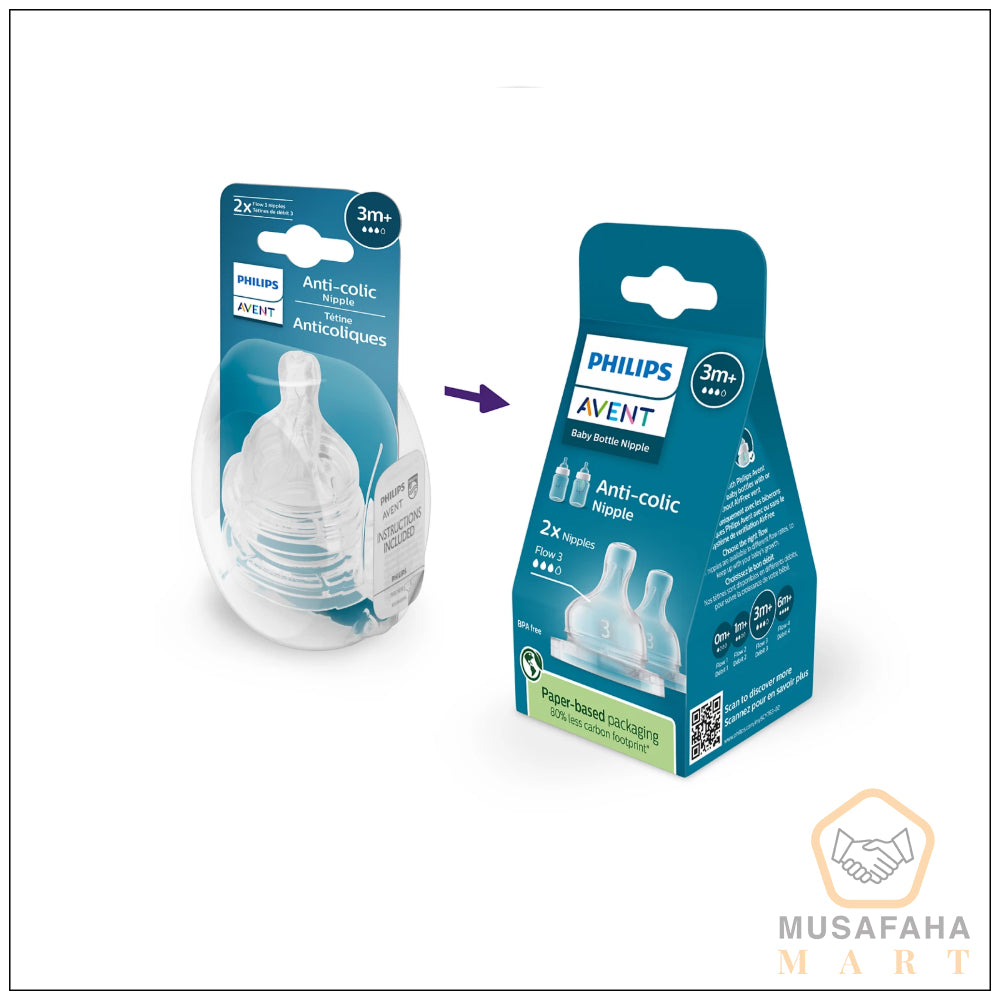 Philips Avent Anti-Colic Nipple Flow 3, 3M+, 2 Pack – SCY763/02