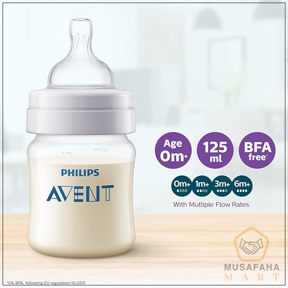 Philips Avent Anti-Colic Plastic Baby Feeding Bottles | SCY100/20 | 125ml