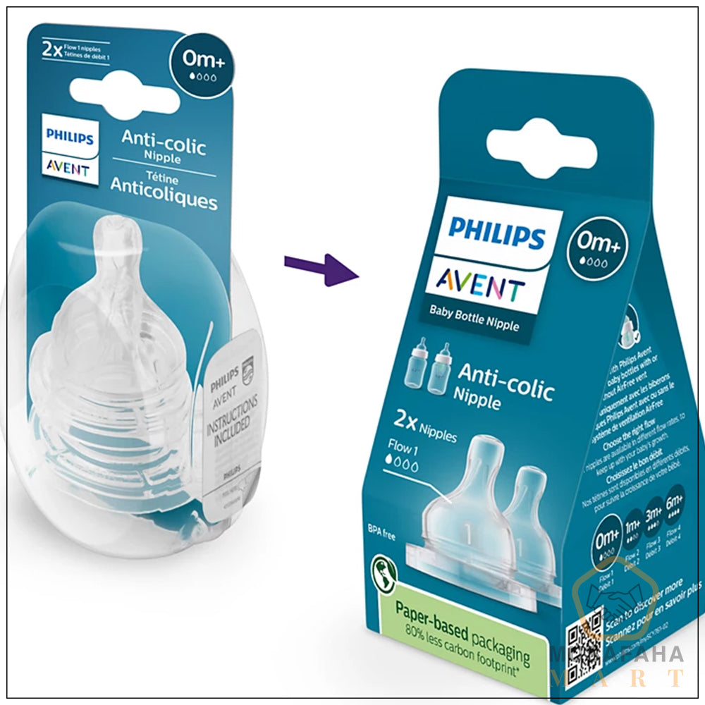 Philips Avent Anti-Colic Teats SCY761/02 , 0 Month+, 2-Pack