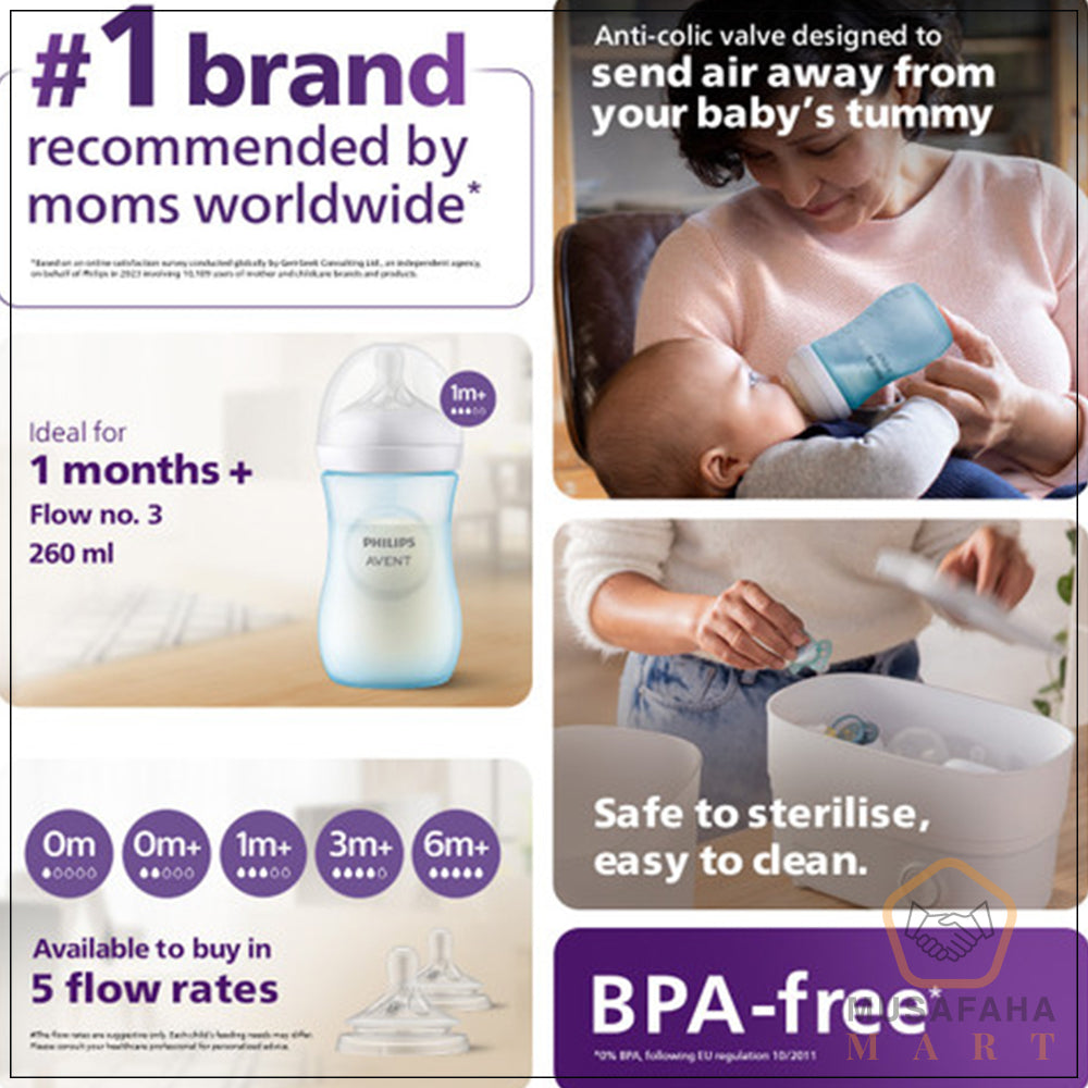 Philips Avent Natural Feeding Bottle (1+) - 260ml (Model: SCY903/21)