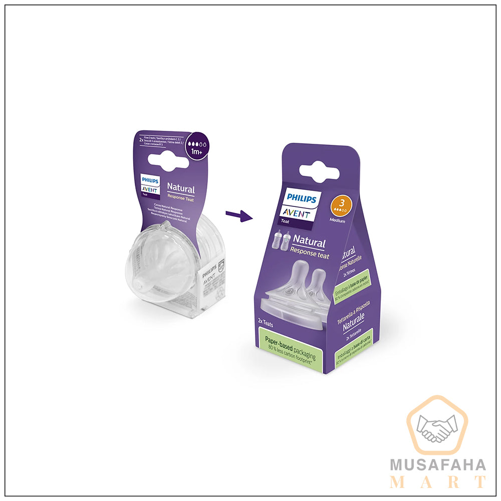 Philips Avent Natural SCY 963/02 || Response Teat, 3m+ 2Pcs Set Model