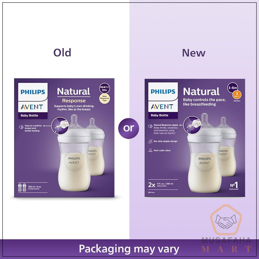 Philips Avent Natural White Feeding Bottle 2 pc Set (1m+) - 260 ml (Model- SCY903/02)