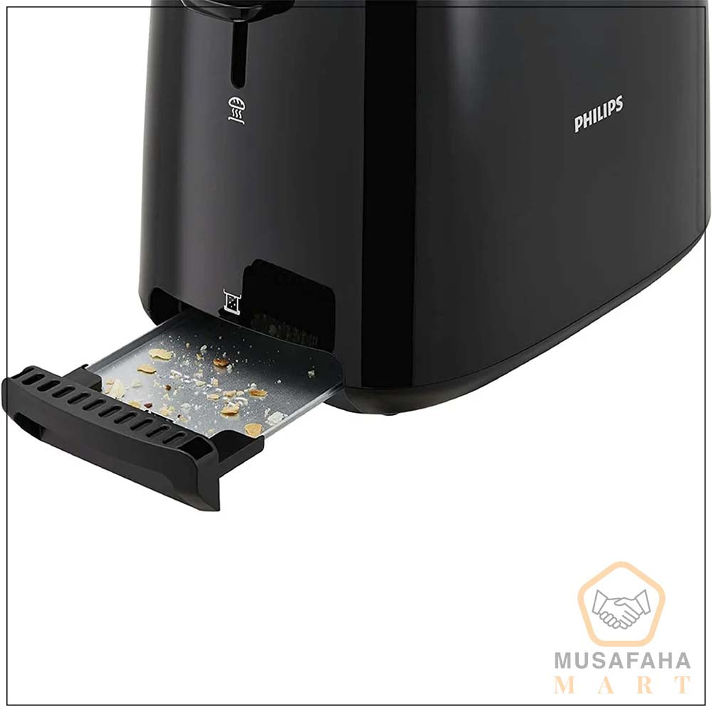 Philips Daily Collection black toaster with compact kitchen design
