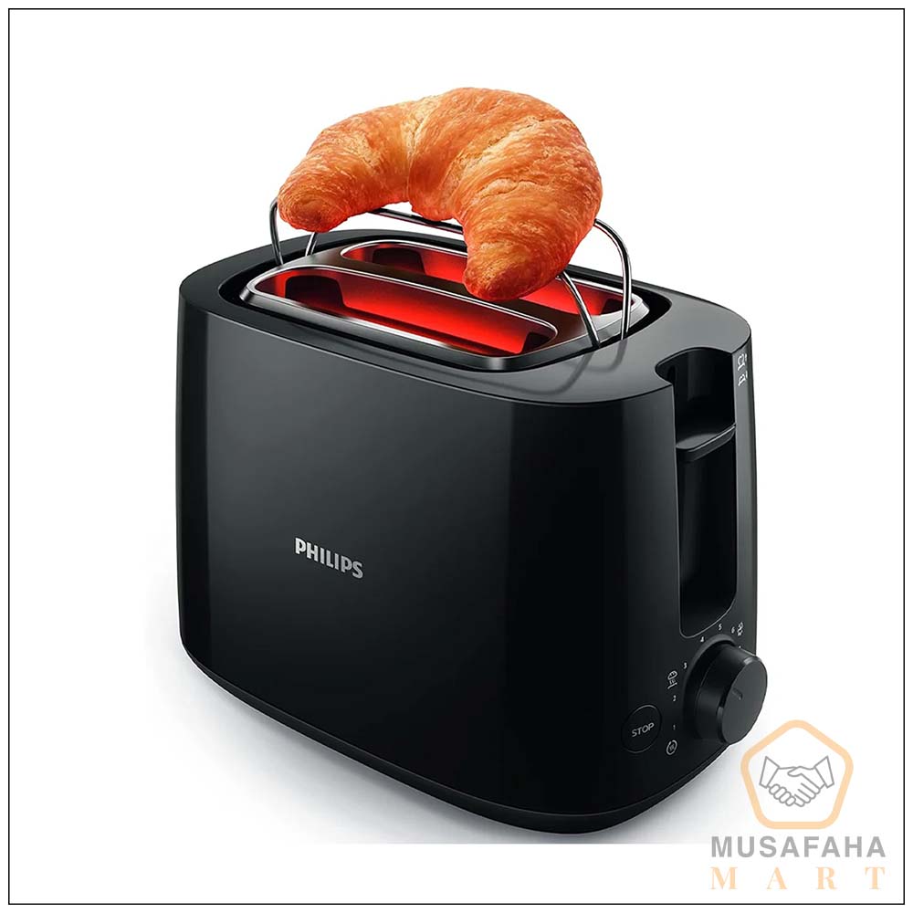 Philips Daily Collection Toaster HD2581/91 black 2-slice toaster front view