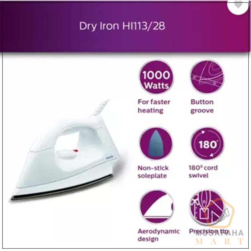 Philips Dry Iron HI113/28 soleplate close-up