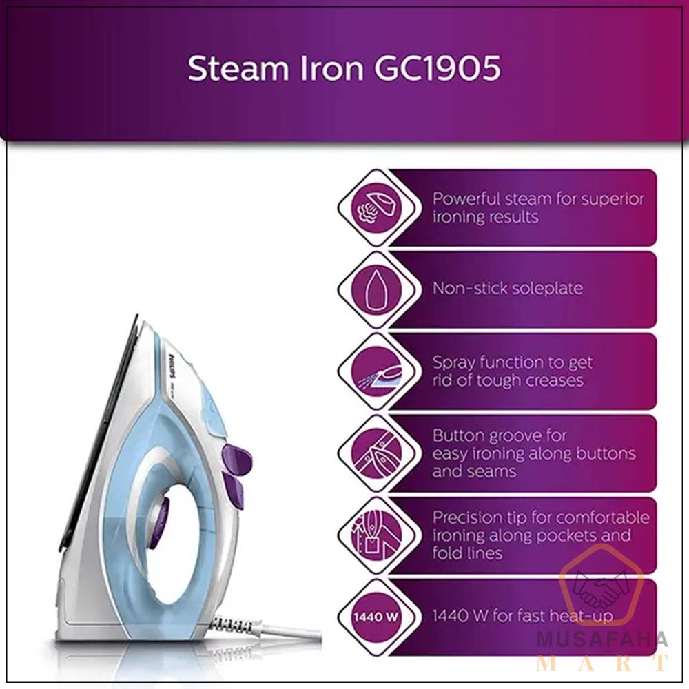 Philips GC1905/40 1300W steam iron with spray