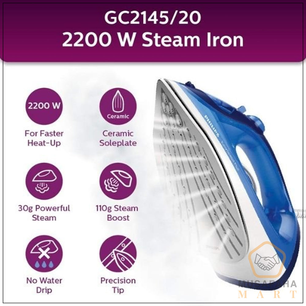 Philips GC2145/20 steam iron with ceramic soleplate