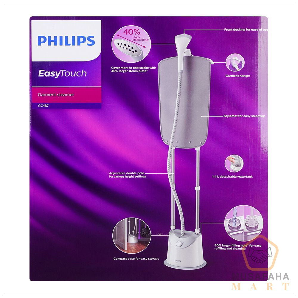 Philips GC487 1800W clothes steamer black gray design
