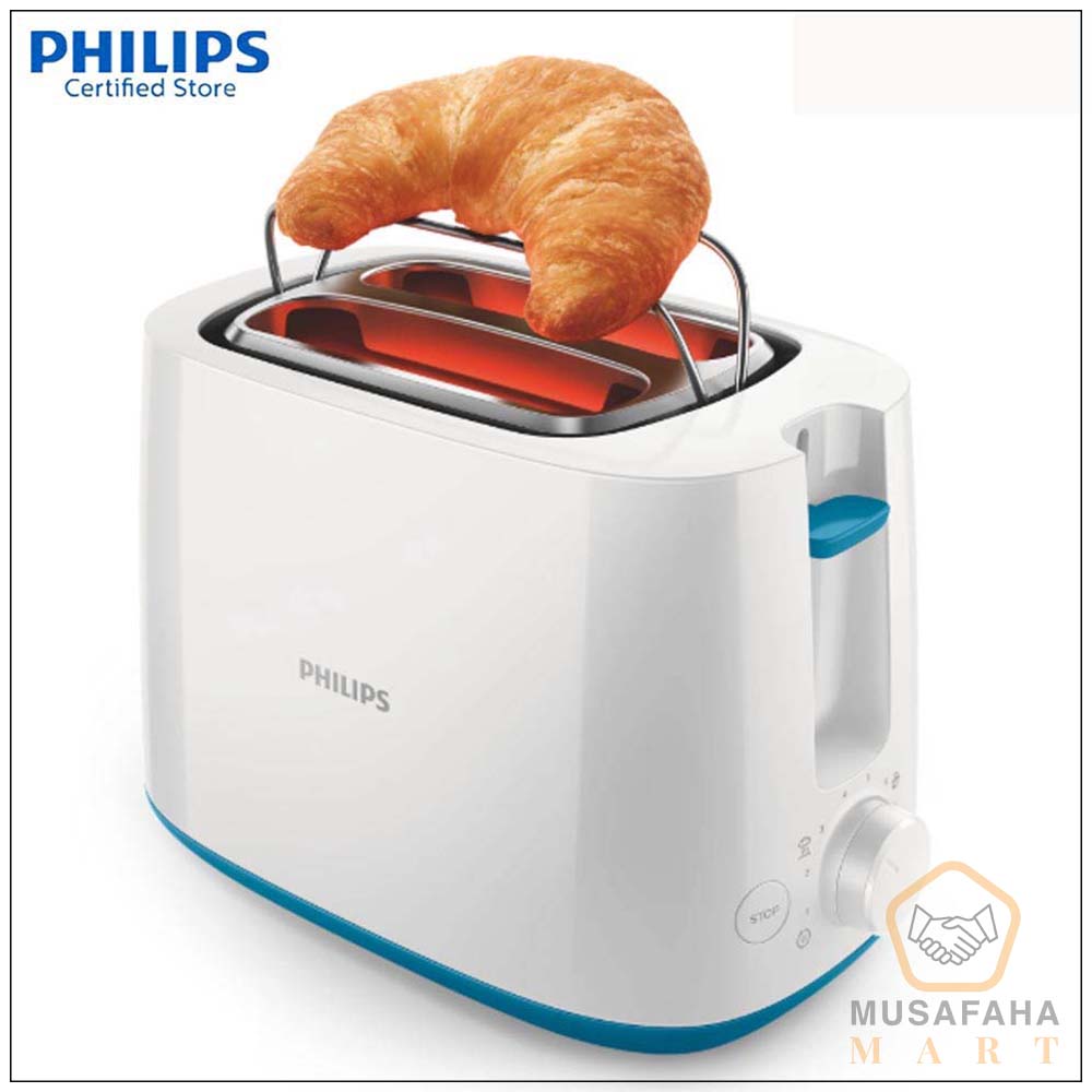 Philips HD2584/30 Daily Collection toaster in white and Caribbean blue