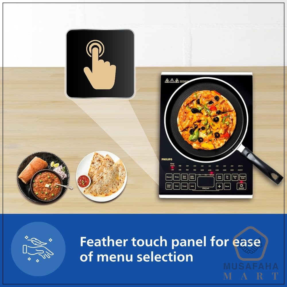 Philips HD4938/01 induction cooktop showing cooking zone and control panel