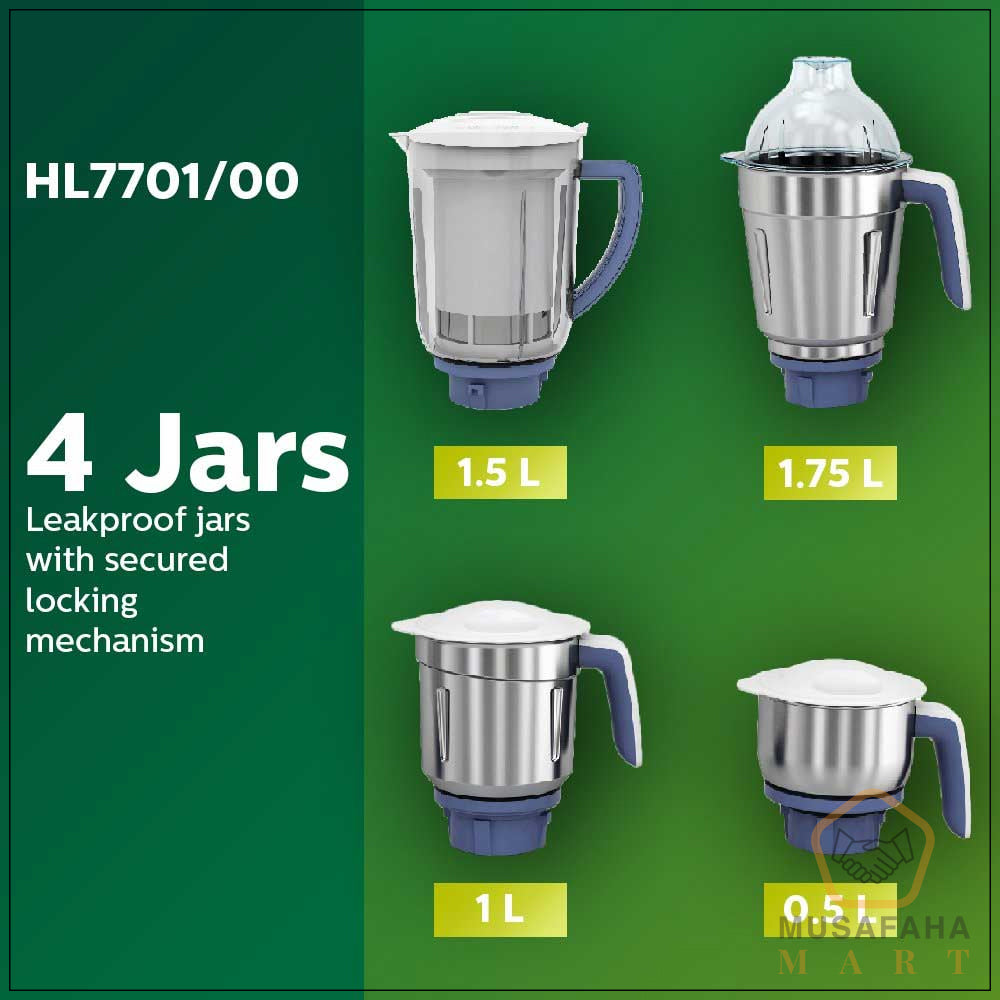 Philips Mixer Grinder HL7701/00 , 750 Watts, 4 Jars (Elegant Lavender and White)