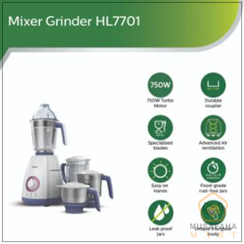 Philips Mixer Grinder HL7701/00 , 750 Watts, 4 Jars (Elegant Lavender and White)