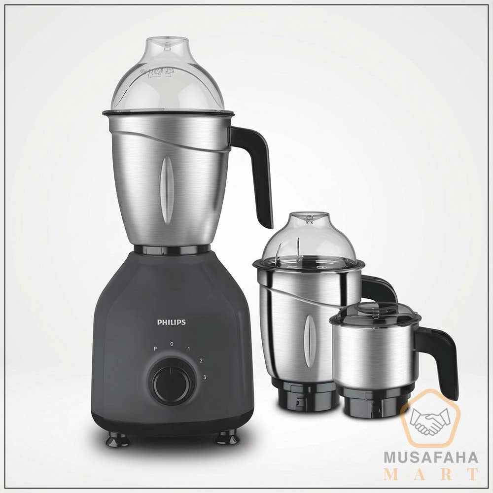 Philips Mixer Grinder HL7757/00-black 750Watts Turbo Motor– 3 Stainless Steel Jars | 2 Years Warranty (Black)