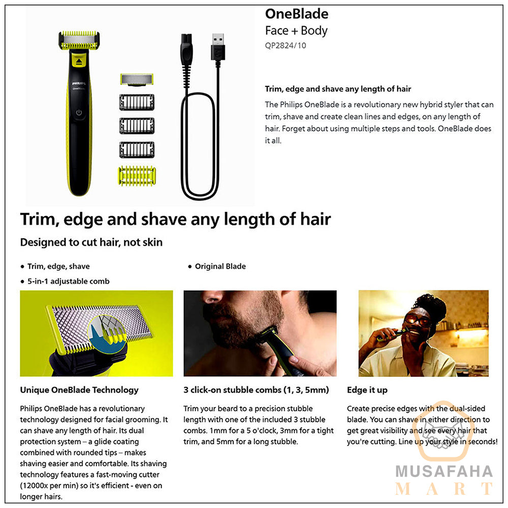 Philips OneBlade QP2824/10 electric beard trimmer