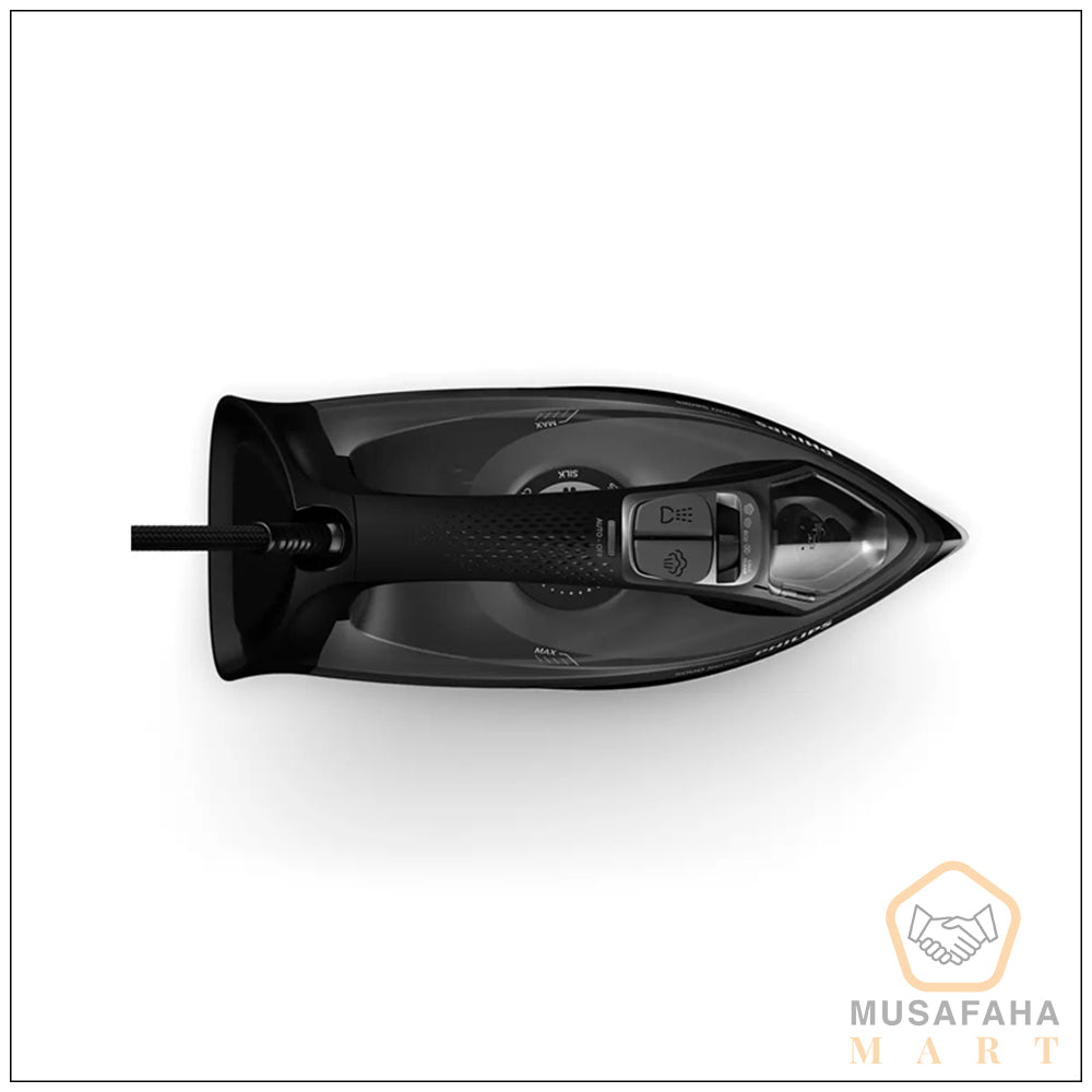 Philips DST5040/80 steam iron front view with pointed soleplate