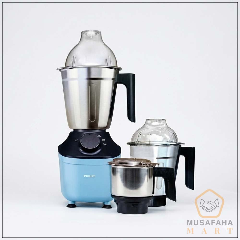 Philips HL7773/01 Mixer Grinder 800W Blue with 3 Stainless Steel Jars Musafaha Mart