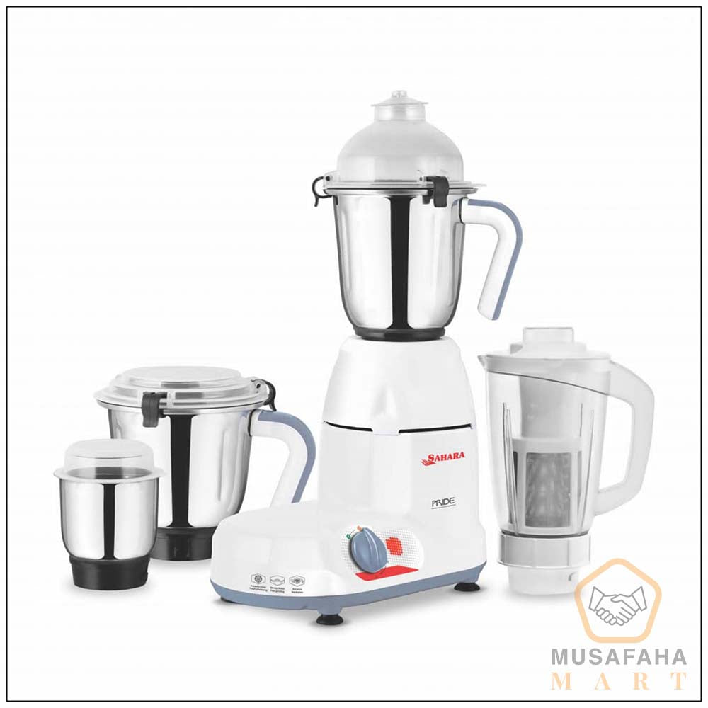 Sahara Pride 4 In 1 Mixer Grinder & Blender 750W Yellow for kitchen grinding and blending
