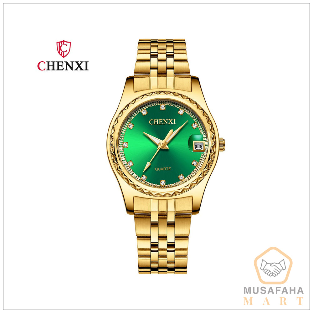 Dark Green and Golden Color Mix Watch (Men and Women)
