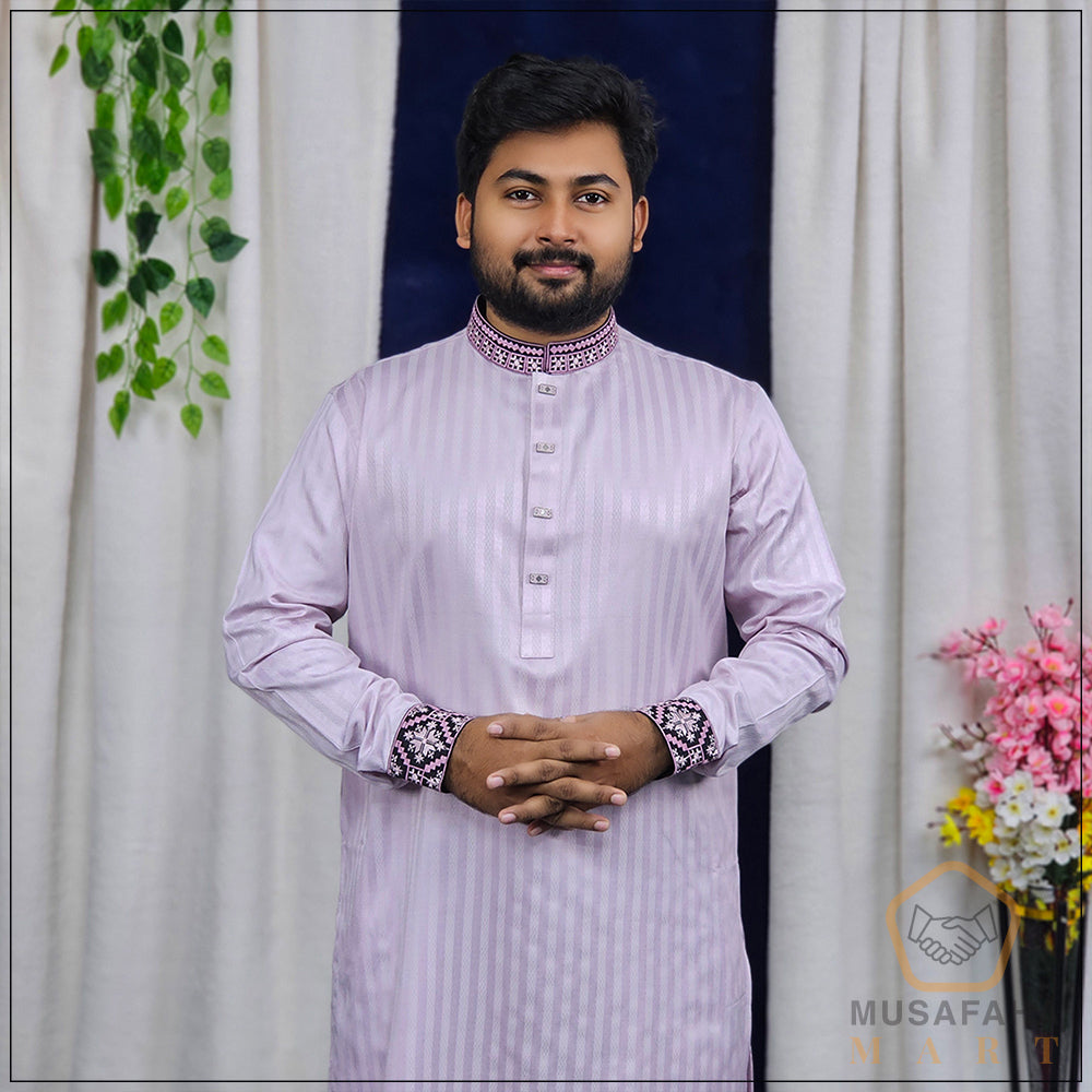 লাইট ল্যাভেন্ডার কালার পাঞ্জাবী । Code - 157