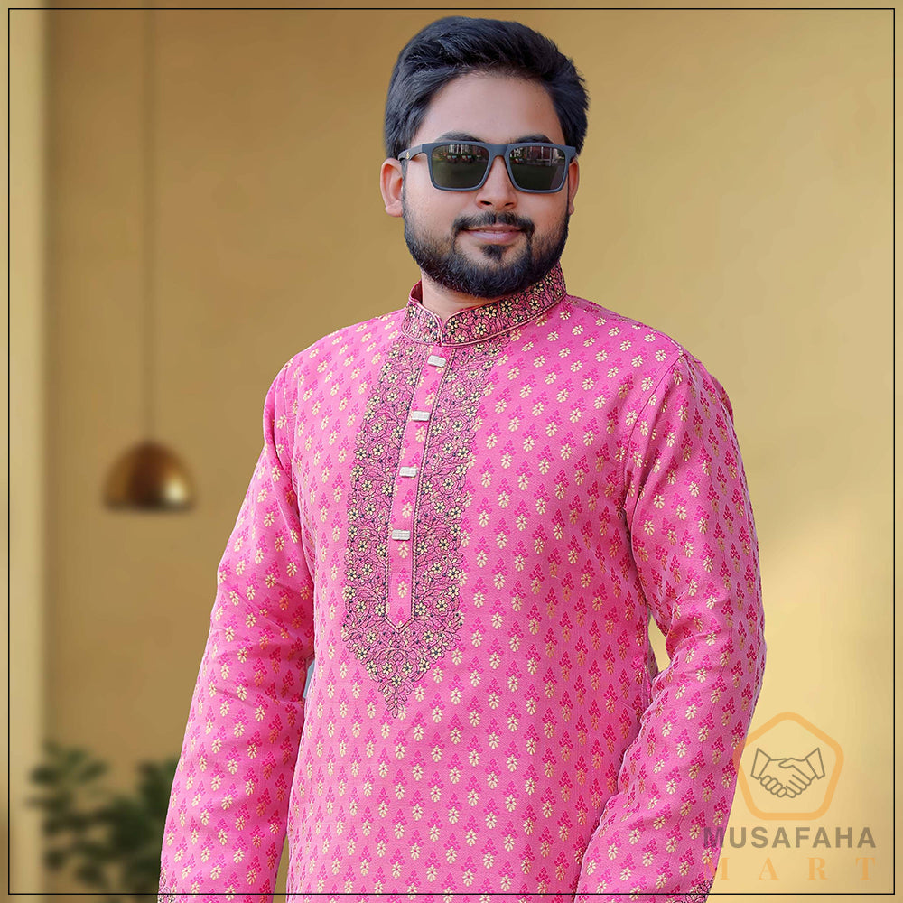 মিষ্টি কালার কাতান পাঞ্জাবী । Code - 24