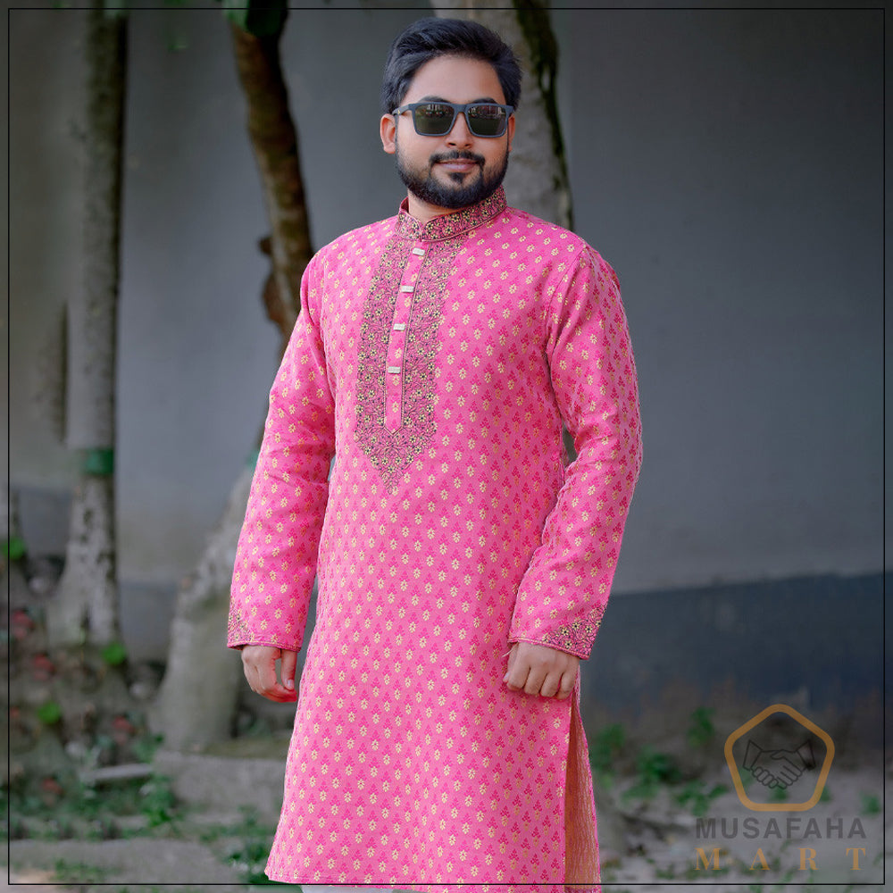 মিষ্টি কালার কাতান পাঞ্জাবী । Code - 24