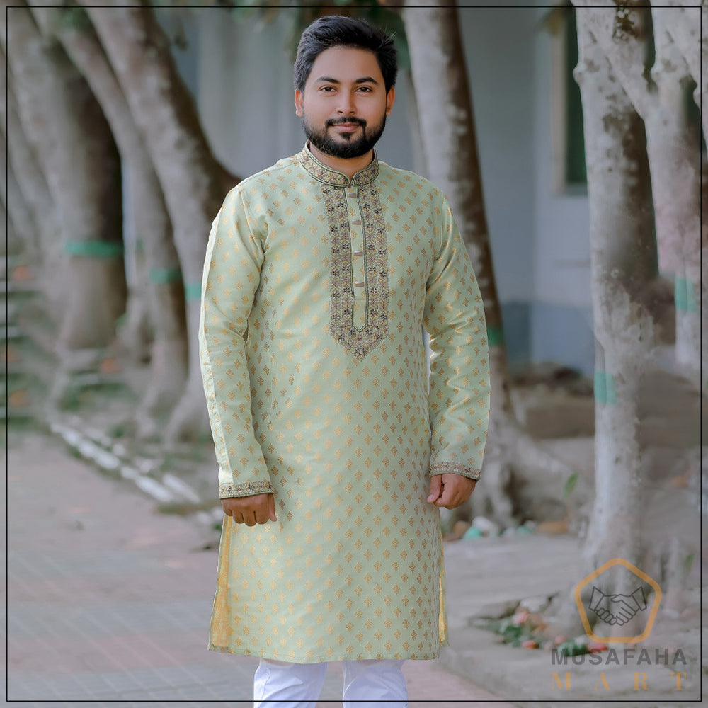 Light Olive Blended Katan Panjabi