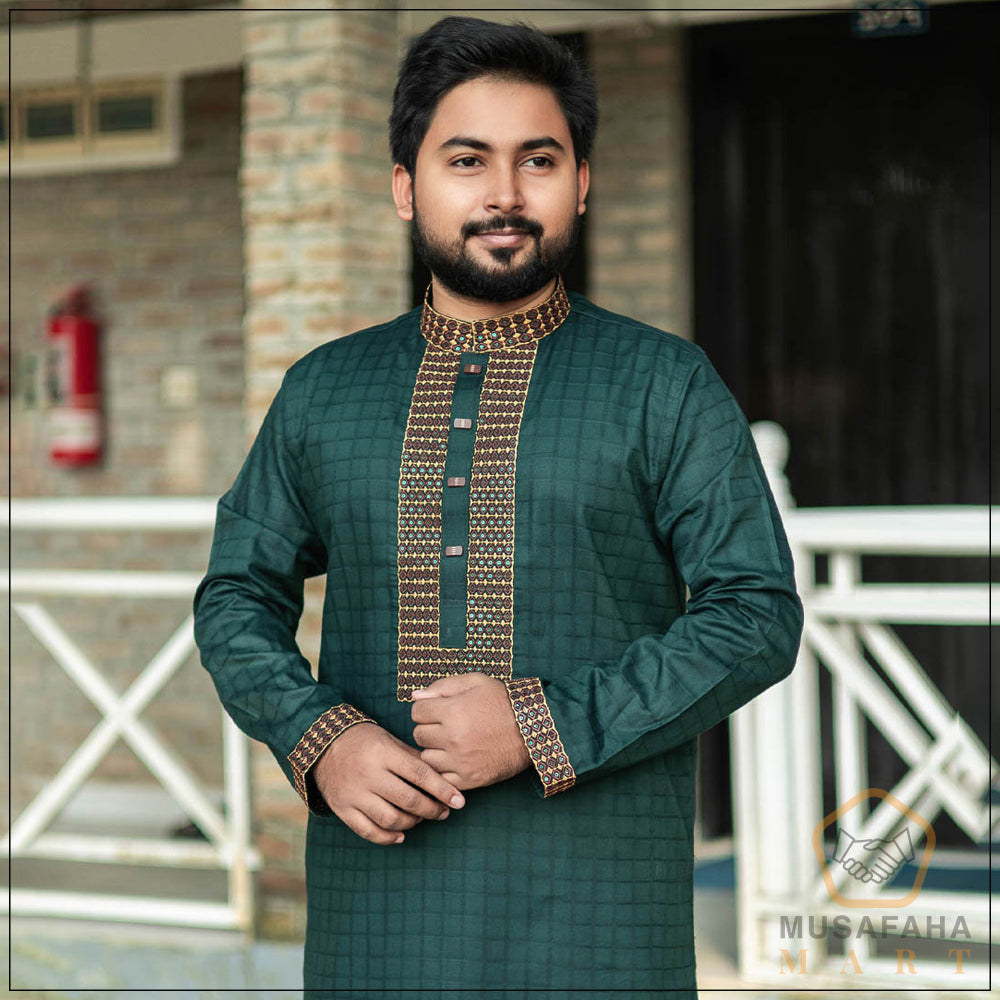 Dark Sea-Green Color Panjabi
