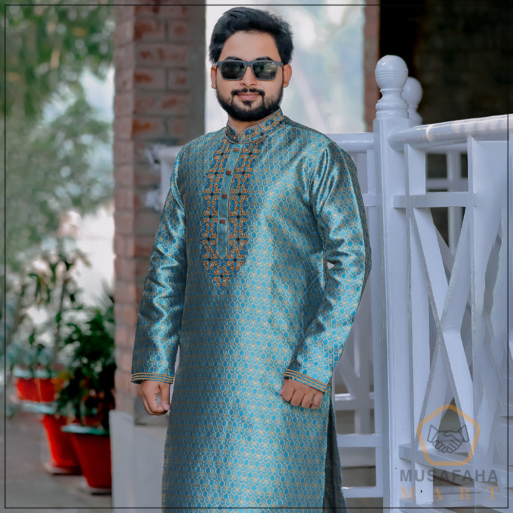 Cyan or Blue-Green Katan Panjabi